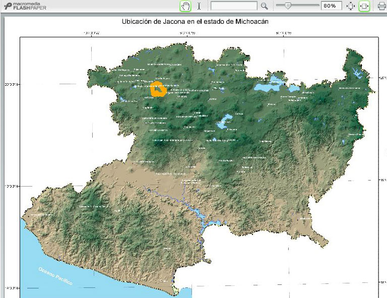Fuente: INEGI Mapa elaborado en base a las cartas topográficas E13, B18 y E13, B19 Escala 1: 50000. Elaboración: Marco Antonio Hernández. COLMICH